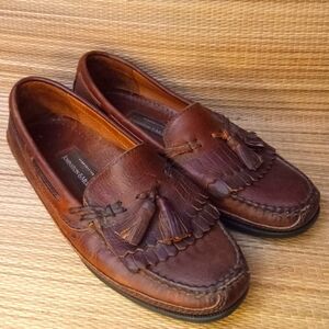 Johnston & Murphy men's 10 M brown leather loafers slip-on tassels vintage shoes